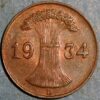 Germany Weimar Republic 1 Reichspfennig 1934 D KM# 37 - Image 2