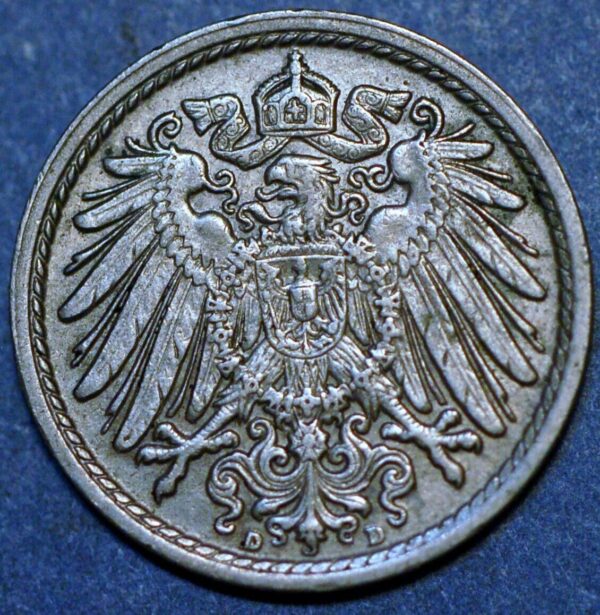 Germany Empire 5 Pfennig 1914 D KM# 11 - Image 2