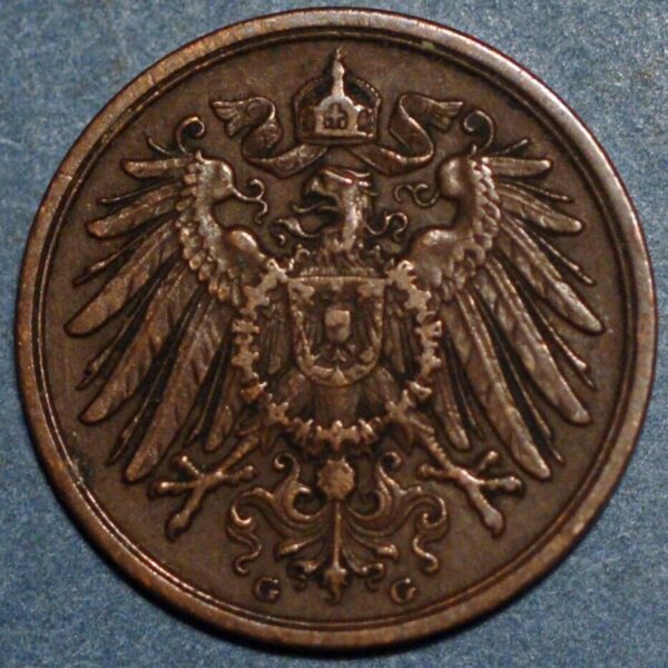 Germany 2 Pfennig 1911 G Wilhelm II KM# 16 - Image 2