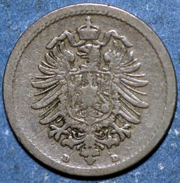 Germany Empire 5 Pfennig 1889 D KM# 3 - Image 2