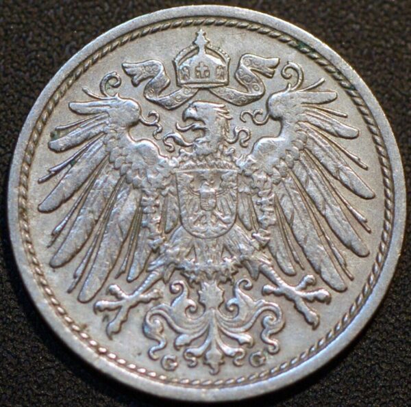 Germany Empire 10 Pfennig 1908 G Wilhelm II KM# 12 - Image 2