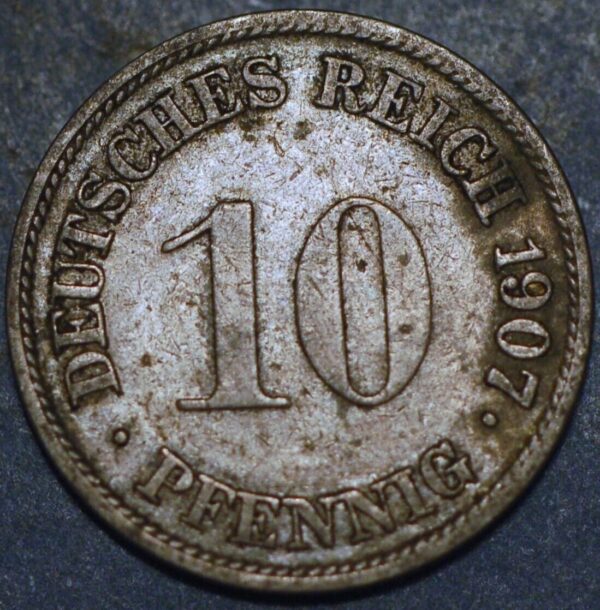 Germany Empire 10 Pfennig 1907 G Wilhelm II KM# 12