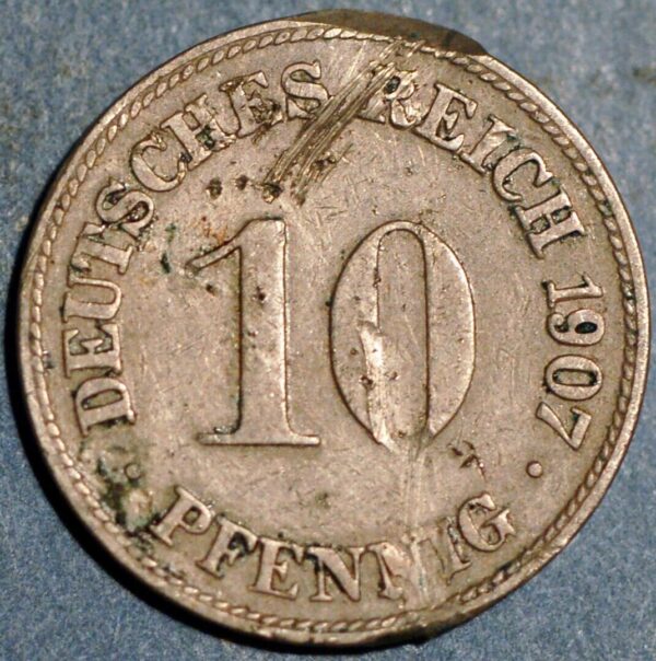 Germany Empire 10 Pfennig 1907 D Wilhelm II KM# 12