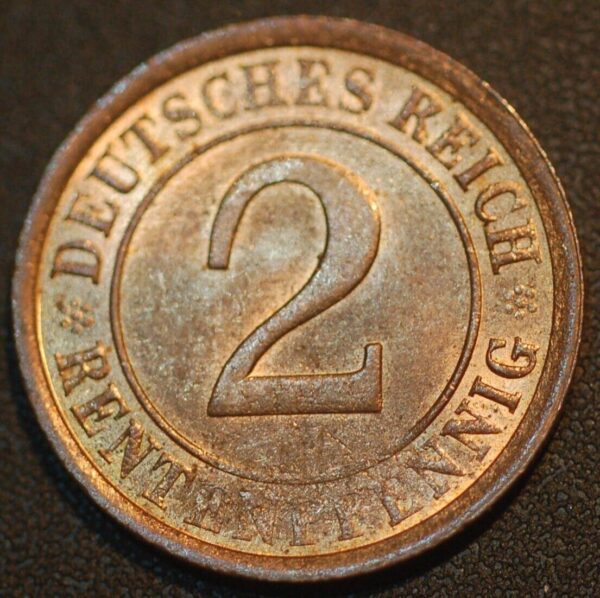 Germany Weimar Republic 2 Reichspfennig 1924 A KM# 38 - Image 2