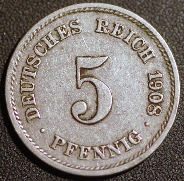 Germany Empire 5 Pfennig 1908 G KM# 11