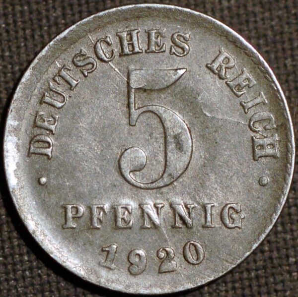 Germany Empire 5 Pfennig 1920 D KM# 19