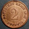 Germany 2 Pfennig 1910 G Wilhelm II KM# 16