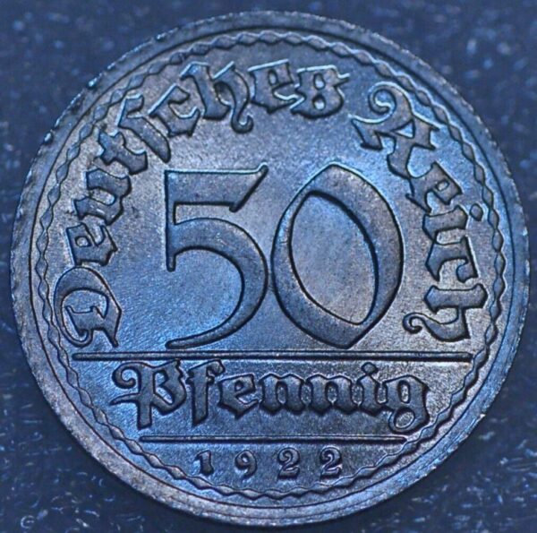 Germany Weimar Republic 50 Pfennig 1922 J KM# 27