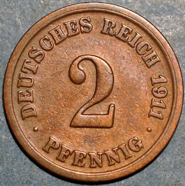 Germany 2 Pfennig 1911 F Wilhelm II KM# 16