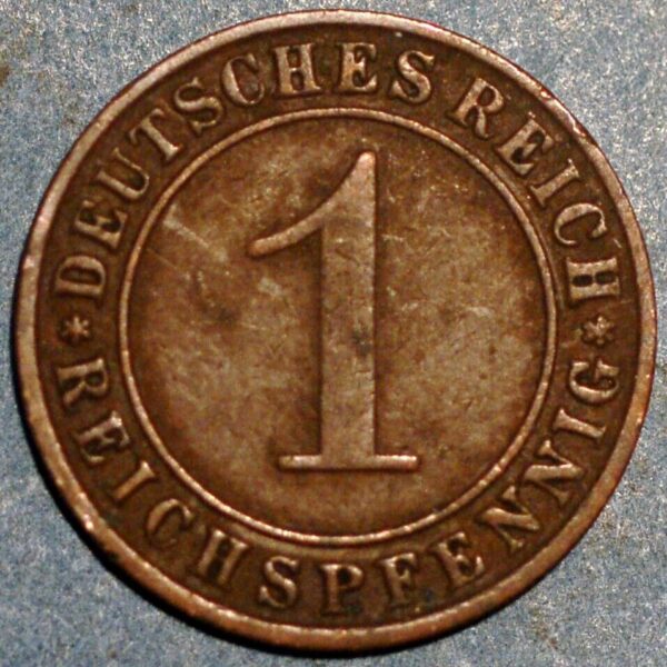 Germany Weimar Republic 1 Reichspfennig 1933 F KM# 37