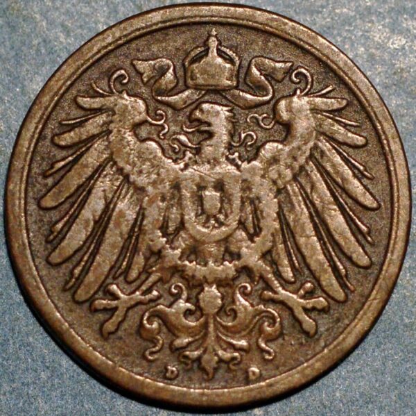 Germany 2 Pfennig 1904 D Wilhelm II KM# 16 - Image 2