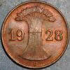 Germany Weimar Republic 1 Reichspfennig 1928 D KM# 37