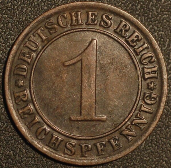 Germany Weimar Republic 1 Reichspfennig 1933 E KM#37