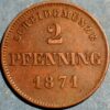 German States BAVARIA 2 Pfennig 1871 KM#857