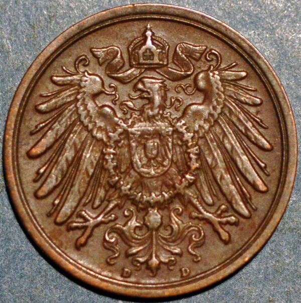 Germany 2 Pfennig 1911 D Wilhelm II KM# 16 - Image 2