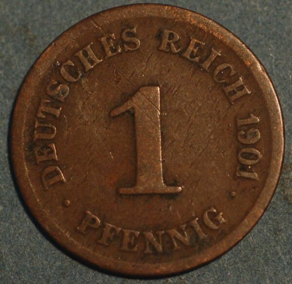 Germany 1 Pfennig 1901 G Wilhelm II KM# 10