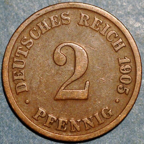 Germany 2 Pfennig 1905 D Wilhelm II KM# 16