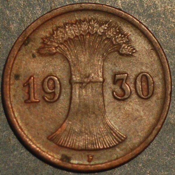 Germany Weimar Republic 1 Reichspfennig 1930 F KM# 37