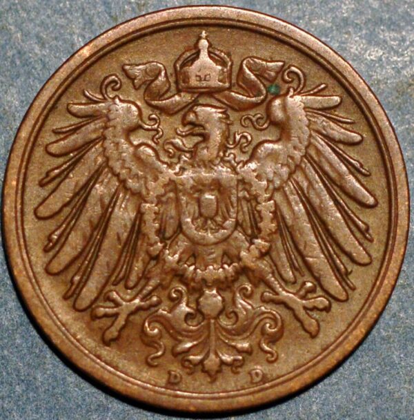 Germany 2 Pfennig 1905 D Wilhelm II KM# 16 - Image 2