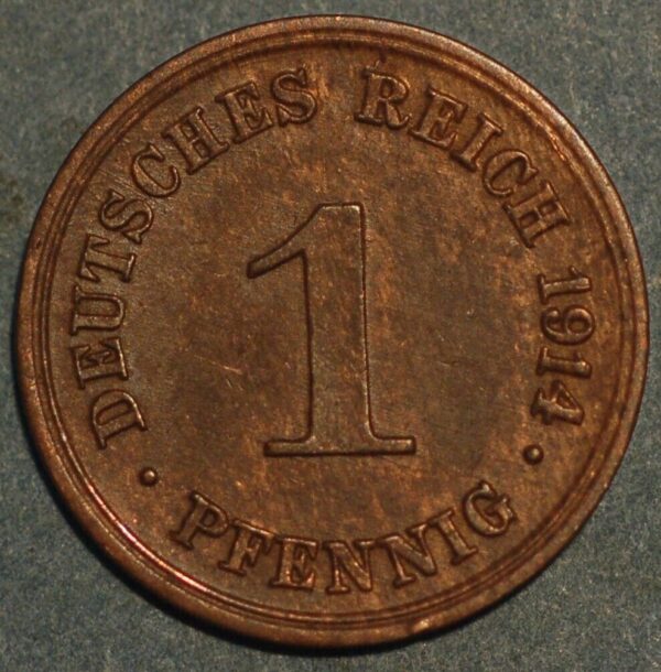 Germany 1 Pfennig 1914 G Wilhelm II KM# 10