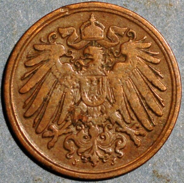 Germany 1 Pfennig 1899 Wilhelm II KM# 10 - Image 2