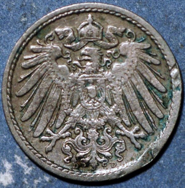 Germany Empire 5 Pfennig 1901 D KM# 11 - Image 2