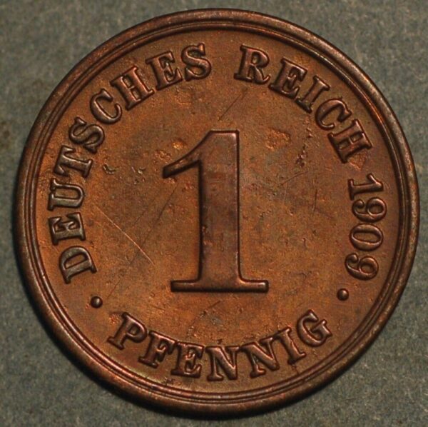 Germany 1 Pfennig 1909 D Wilhelm II KM# 10